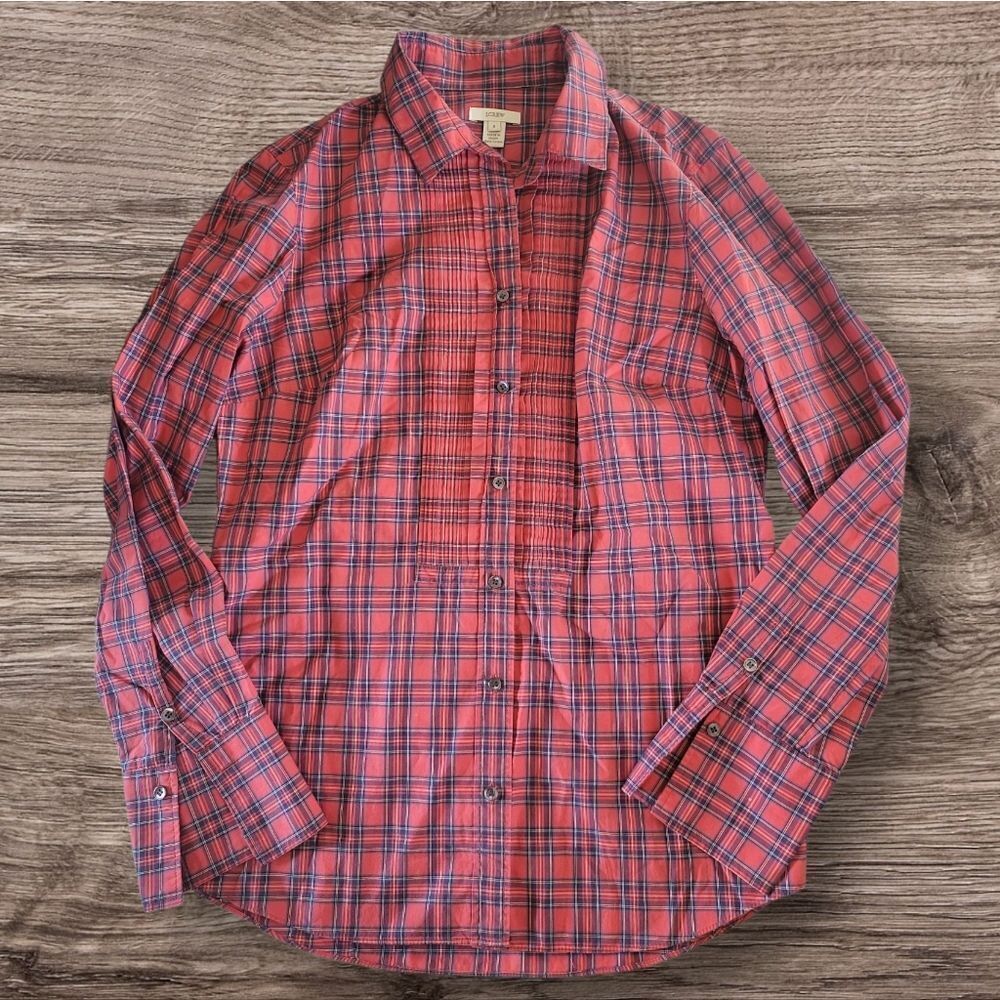 J. Crew Women's Red Plaid Button Down Shirt, size 8
